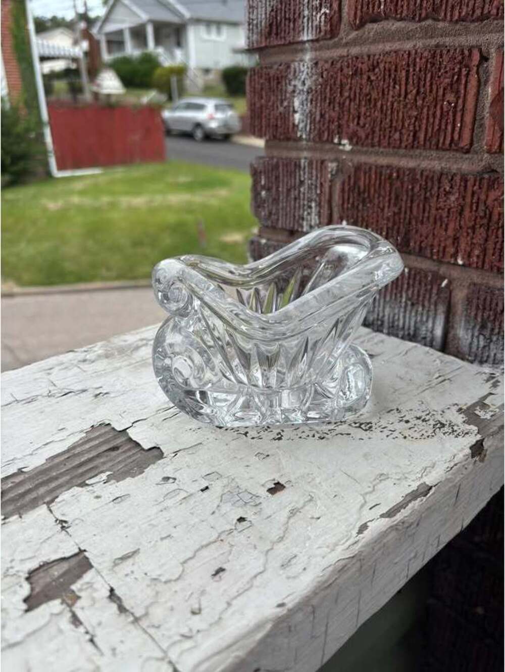 Clear Glass Sleigh Candy Dish